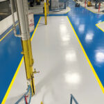 Safety Striping and Pedestrian Walkway Coatings on Steel-Filled Mortar Floor
