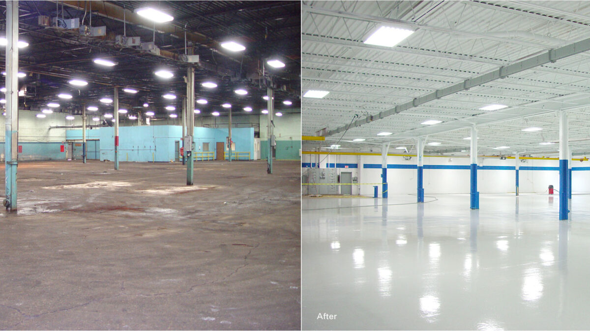 Before and After Photo of Painting in an industrial environment