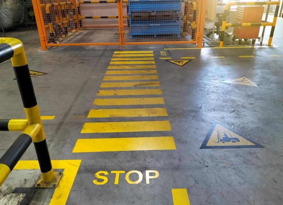 A Commercial Industrial Floor Highlighting Crossed Painting in St. Clair, MI