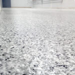 Decorative Flake Floor With Polyaspartic Topcoat