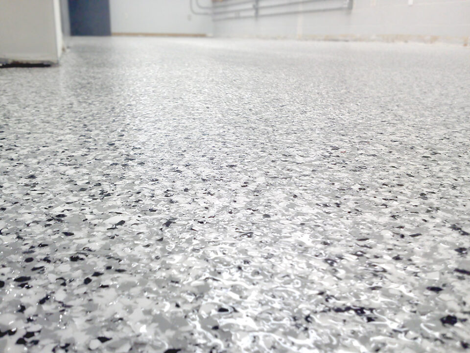 Decorative Flake Floor With Polyaspartic Topcoat