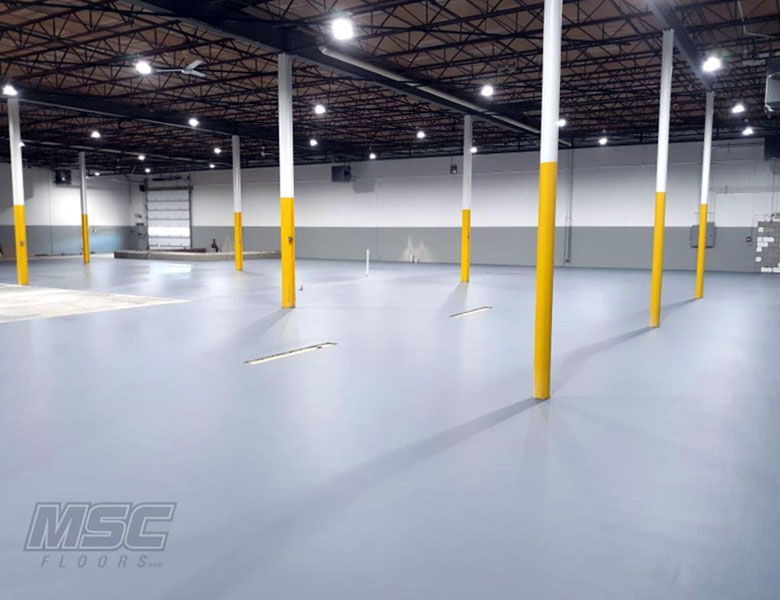 An afterimage of a warehouse in Michigan and Ohio received an Industrial Flooring solution.